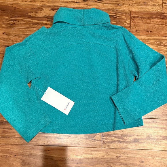 lululemon athletica Sweaters - NWT lululemon ribbed funnel neck pullover size small teal color brand new